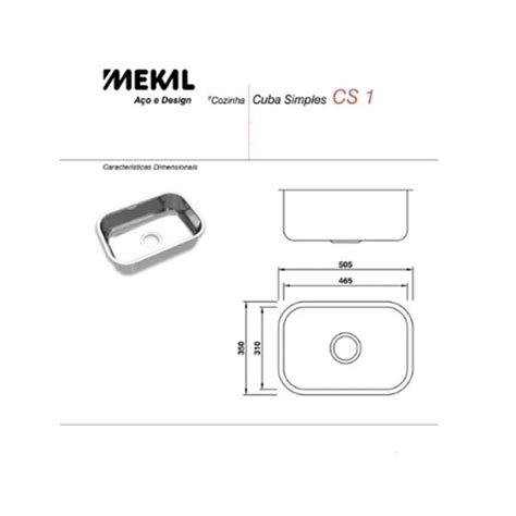 Cuba Simples Inox Embutir Cs Extra Mekal Mekal Cozinha Cubas