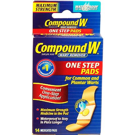 Compound W One Step Pads Salicylic Acid Wart Remover Medicated Pa14ct