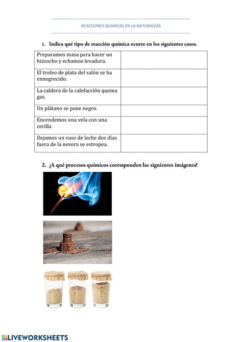 Reacciones químicas worksheet Shopping screenshot