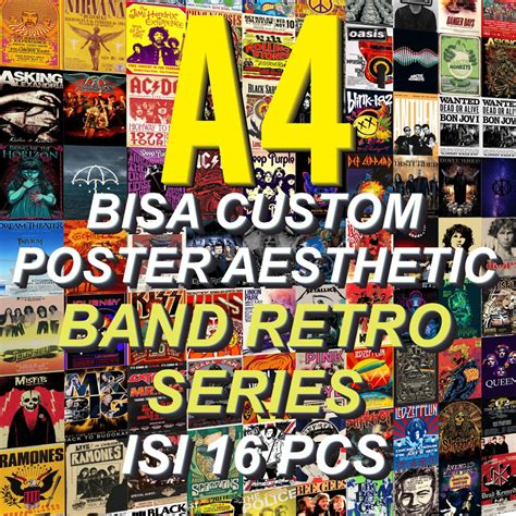 Jual 16pcs Poster Aesthetic Dekorasi Kamar Aesthetic Poster A4 Aesthetic Poster Band Retro 80s