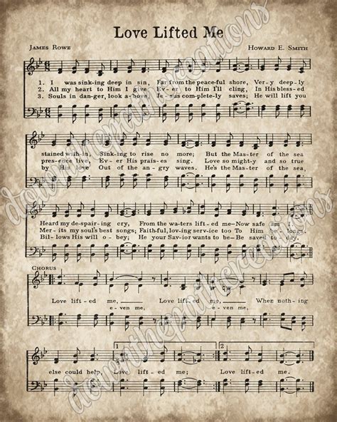 Love Lifted Me Print Printable Vintage Sheet Music Instant Download