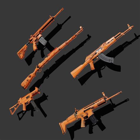 PUBG Orange Weapons 3D Model CGTrader