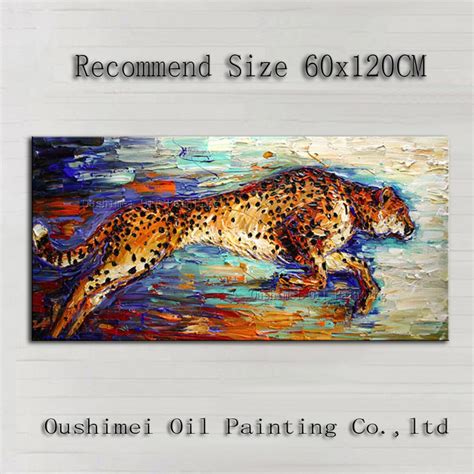 Pintura a óleo de leopardo abstrato artesanato manual de alta