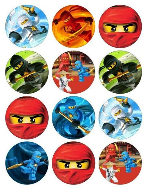 BIRTHDAY THEMED PARTY NINJAGO 12 X Edible Cake Cupcake Toppers A4 Icing