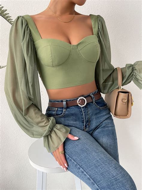 Sweetheart Neck Puff Sleeve Crop Top Artofit