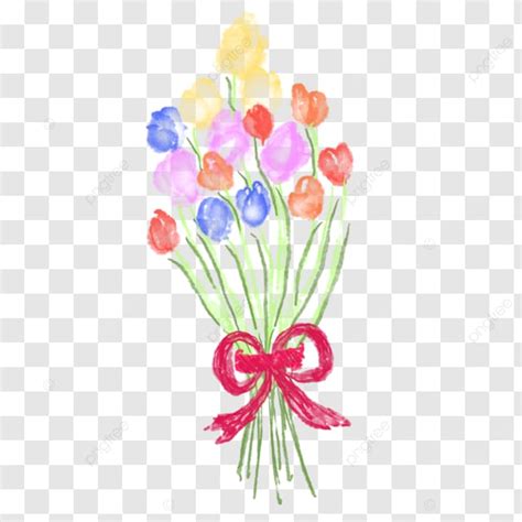 Colorful Tulip Bouquet Tulips Flower Bouquet PNG Transparent Clipart