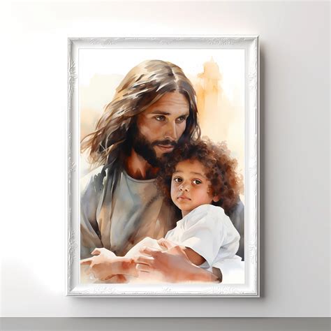 Jesus Holds Black Child Jesus Art Christian Art Embrace - Etsy