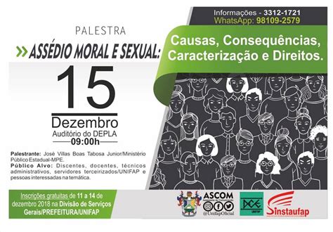Palestra Ass Dio Moral E Sexual Causas Consequ Ncias Caracteriza O E Direitos Progep Unifap