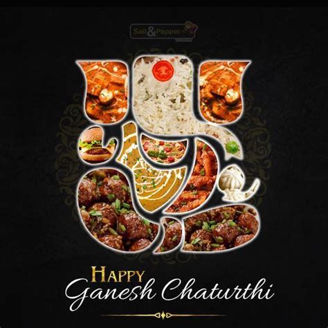 happy ganesh chaturthi greeting card with images and text on black back ...