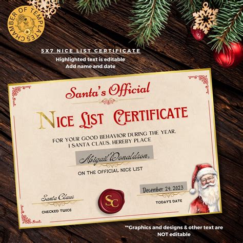 Editable Bundle Letter From Santa Nice List Certificate Editable Printable Instant Download From