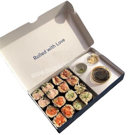 Food Grade Takeaway Custom Black Printing Paper Sushi Box Packaging Sushi To Go Box With Paper