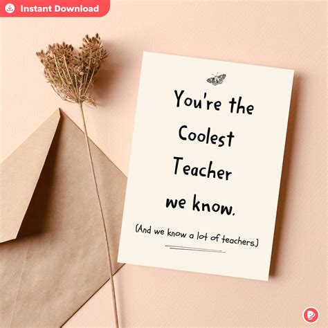 Funny Printable Teacher Card Teacher's Day Funny Card Greeting Card ...