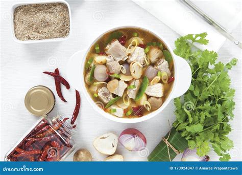 Hot And Spicy Soup With Pork Ribs Is One Of The Most Popular Traditional Thai Soups Of Thailand