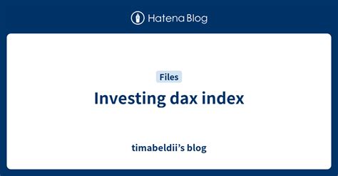 Investing dax index - timabeldii’s blog
