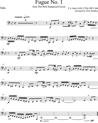 Fugue No 1 BWV 846 From The Well Tempered Clavier Tuba Sheet