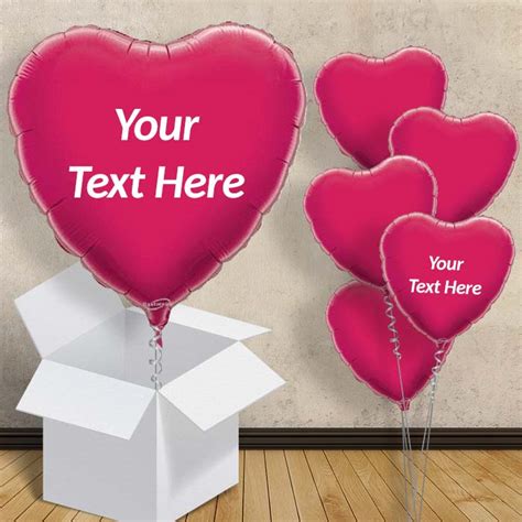 Personalised Heart Balloons In A Box Hot Pink Party Save Smile