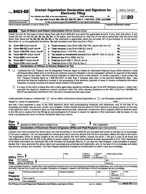 2020 2024 Form Irs 8453 Eo Fill Online Printable Fillable Blank