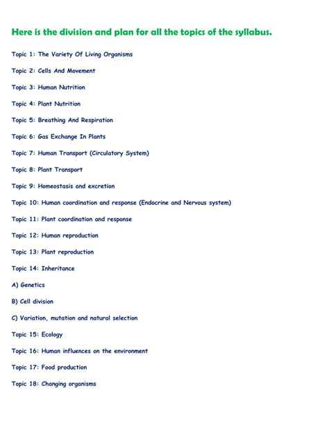 Edexcel Igcse Biology All Topics