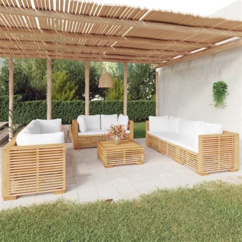 Vidaxl Piece Patio Lounge Set With Cushions Solid Wood Teak