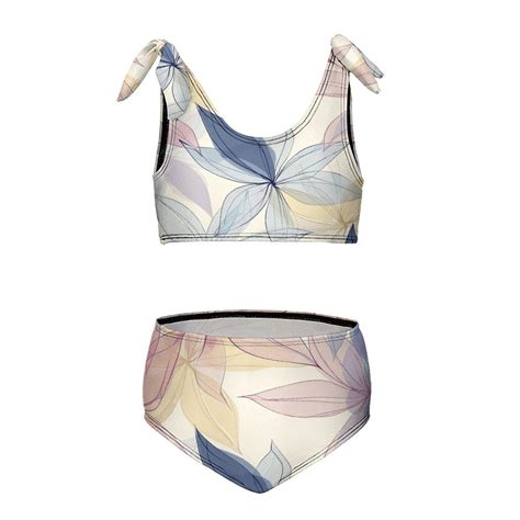 Modern Abstract Pattern Lines Girl S Piece Bikini Set Beach Sport Swimsuit Swimwear Y Cm