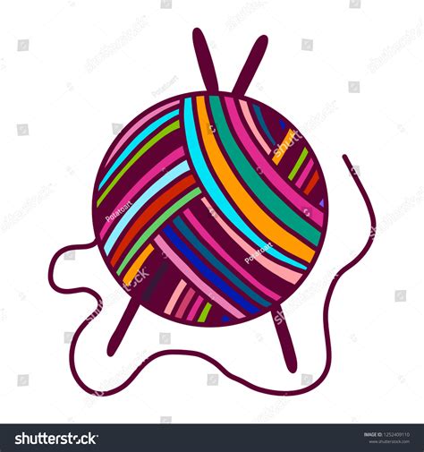 Ball Yarn Wool Hand Drawn Logo Stock Vector Royalty Free