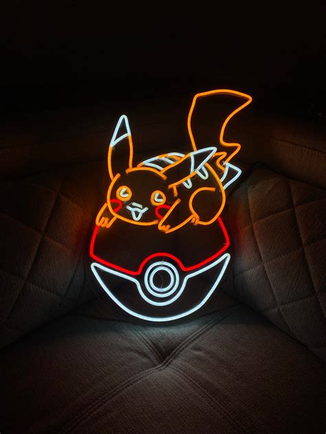 Pikachu Led Neon Sign Pokemon Sign Wall Decor Personalized Etsy