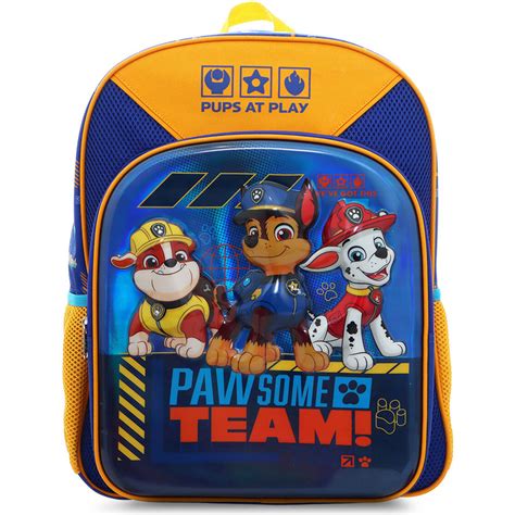 Mochila Escolar Ruz Paw Patrol Luces Metal Azul Naranja