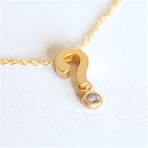 3D Question Mark Necklace - 18k Gold and Crystal Question Mark Charm N ...