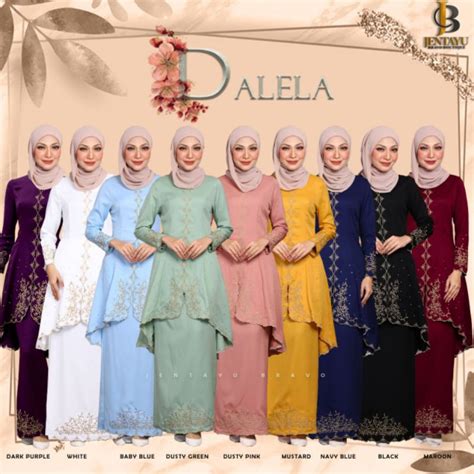 Design Dalela Kebarung Labuh Lace Sulam Baju Raya Nikah Kahwin