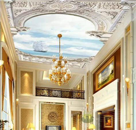 Custom D Ceiling Wallpaper White Palace With Arches Over The Sea D