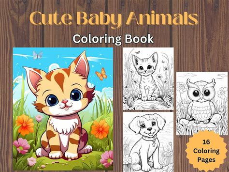 Cute Adorable Baby Animals Coloring Book Printable Kid and Adult ...