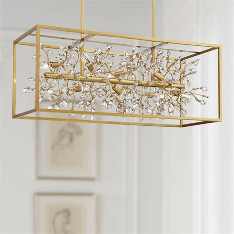 possini euro design mikel soft gold linear island pendant chandelier
