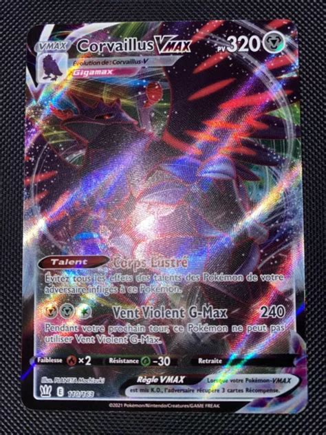 CARTE POKÉMON CORVAILLUS Vmax 110 163 EB5 Styles de Combat FR EUR 4