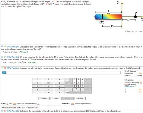 Solved 7 Problem 11 A Uniformly Charged Rod Of Length