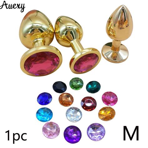 AUEXY Huge Anal Jewel Plug Metal Golden Butt Plug Metal Big Analplug