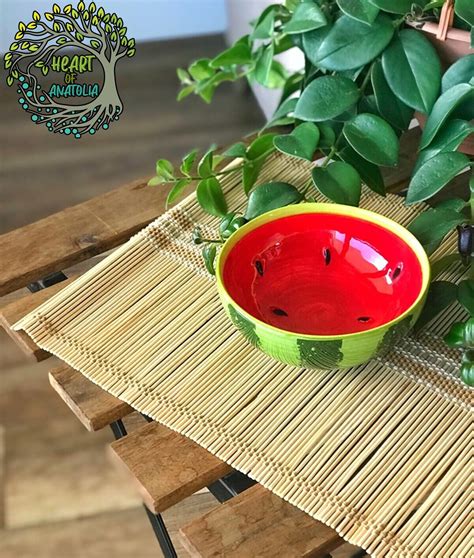 2 Pieces Large Ceramic Watermelon Bowls Set 5 5 Handmade Soup Cereal