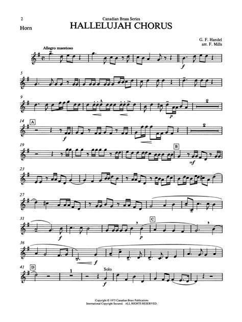 Hallelujah Chorus Horn In F By Frederick Mills Sheet Music For Brass