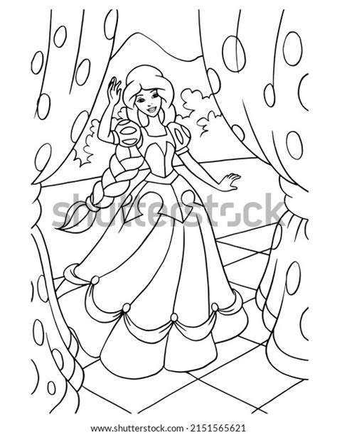 Vector Illustration Coloring Beautiful Princess Stock Vector Royalty