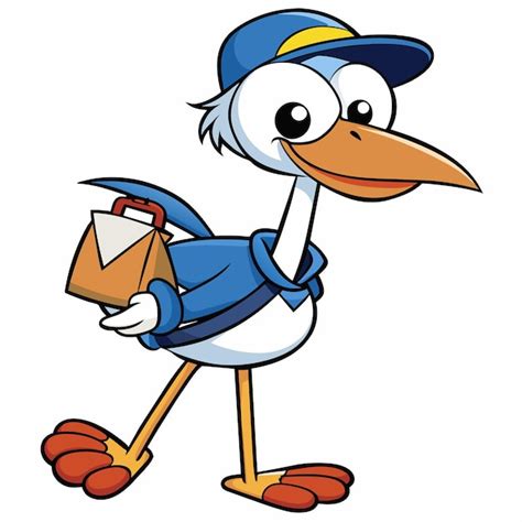 Un Dibujo De Dibujos Animados De Un Pato Con Una Gorra Azul Y Llevando