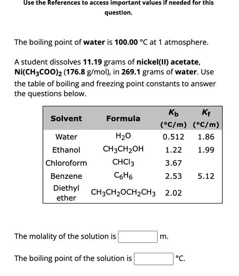 Solved Boiling Point Elevation/Freezing Point Depression | Chegg.com