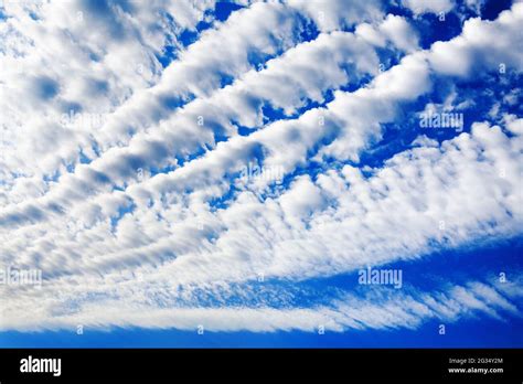 White Cirrocumulus Clouds Blue Sky Background Fluffy Stratocumulus Cloud Texture Altocumulus