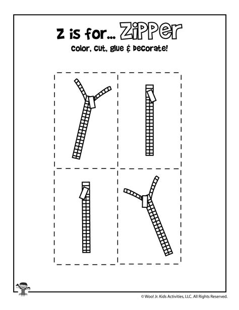 Z Is For Zipper Coloring Craft Activity Woo Jr Kids Activities