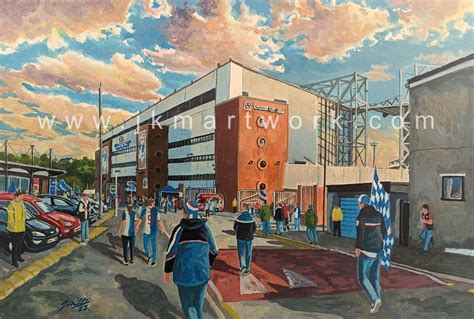 Hand Painted original of ewood park going the match