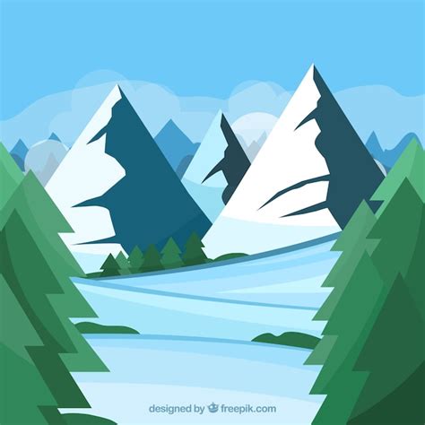 Fondo de hielo y montañas en diseño plano Vector Gratis