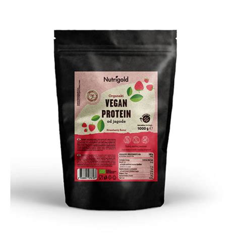 Veganski Protein 1000g Jagoda ORGANSKI Nutrigold