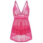 Sexy Women V Neck Lace Baby Doll Mesh Chemis Sleepwear Open Back Lingerie Power Day Sale