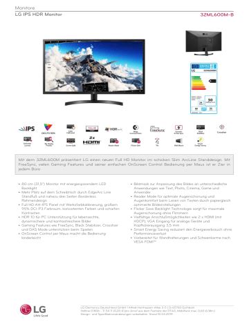 LG 32ML600M B Produktdetails Manualzz