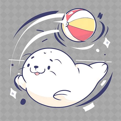 Premium Psd A Cartoon Polar Bear Is Playing With A Ball And The Word