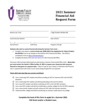 Fillable Online Request For Summer Financial Aid Form Fax Email