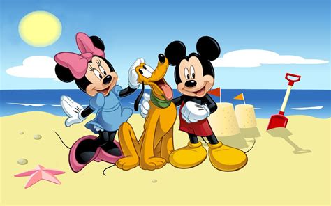 Mickey And Minnie Mouse With Pluto Beach Play In Sand Detskop Wallpaper My Xxx Hot Girl